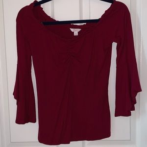 Burgundy Off the shoulder shirt